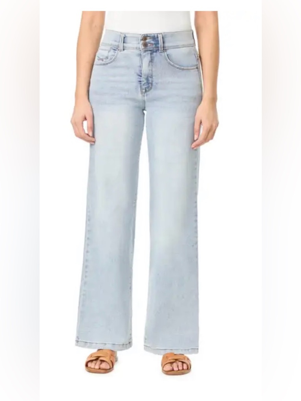 High-Rise Light Blue Wide-Leg Jeans for Women